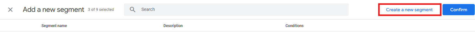 Create a new segment option highlighted in the segment picker