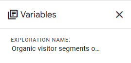 Exploration Name field filled with Organic visitor segments overlap