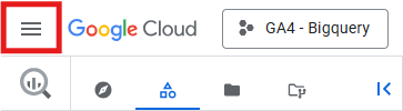 Google Cloud Console navigation menu in the top-left corner