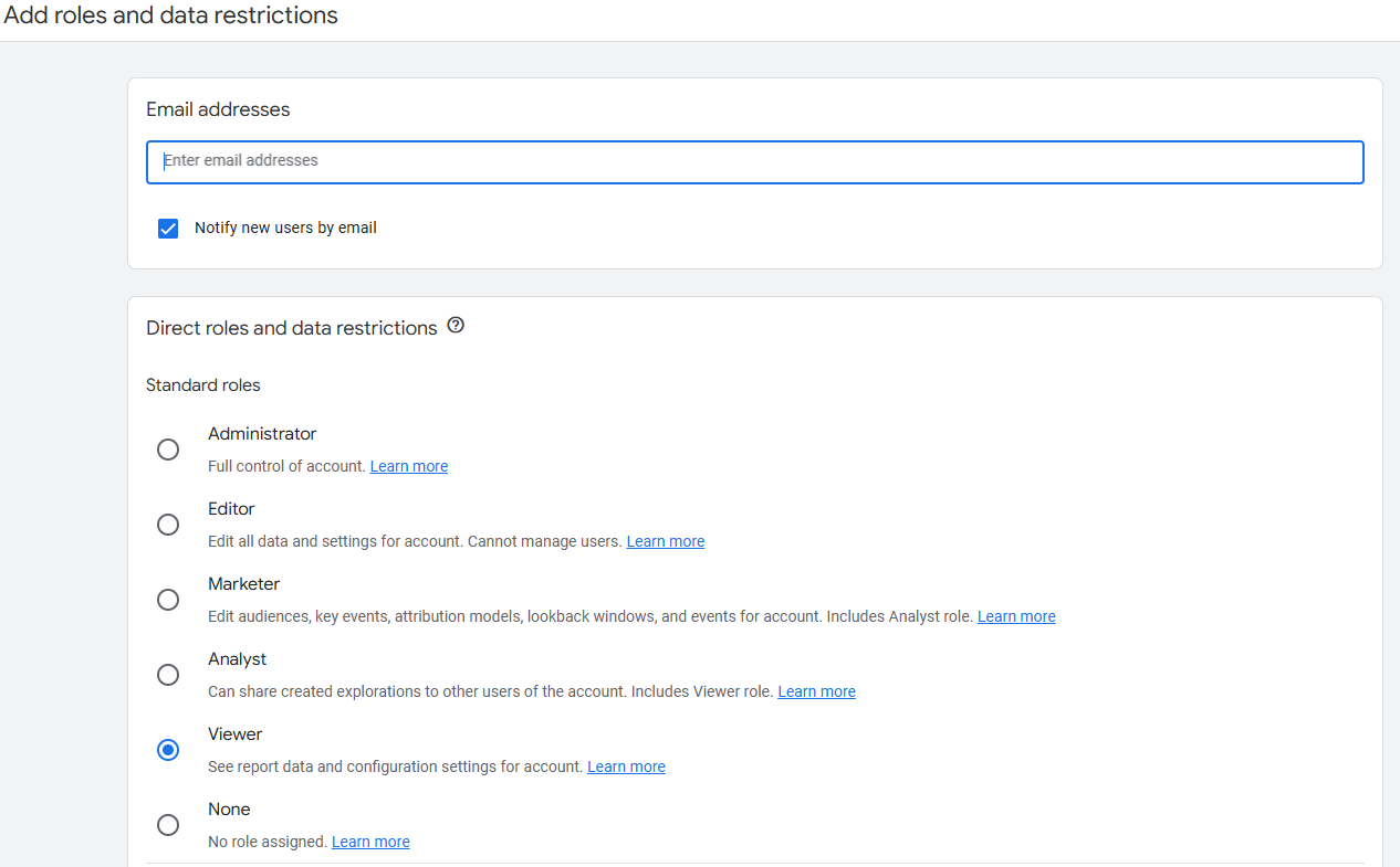GA4 Enhanced Measurement toggle set to ON with a list of auto-collected events