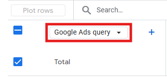 Dimension dropdown changed to Google Ads query in the Advertising section