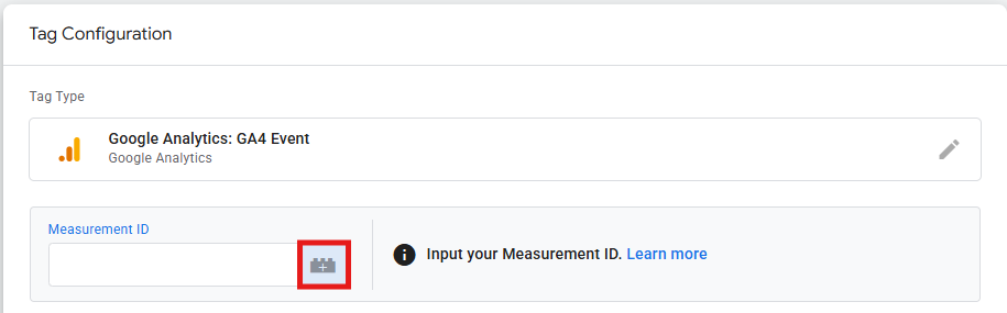 GTM tag type selection panel with Google Analytics: GA4 Event highlighted