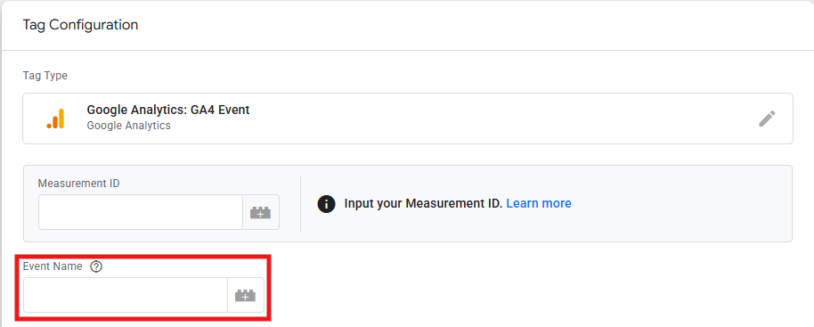 GTM GA4 Event tag with event name field