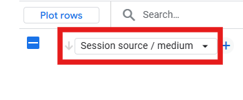 Dropdown to change primary dimension to Session source / medium