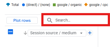 Traffic acquisition report with referral typed in the search bar