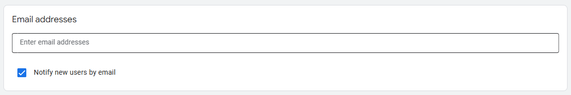 GA4 add user screen with email address field and notification checkbox